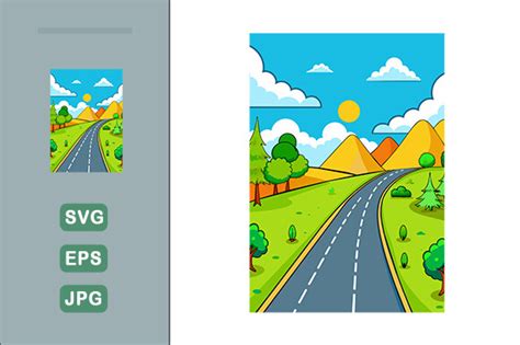 Road Vector Landscape Background Graphic by Design Creativega · Creative Fabrica