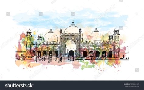 Badshahi Mosque In Lahore Pakistan Template For Ramadan Kareem And