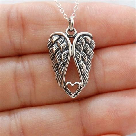 Buy 925 Sterling Silver Angel Wings Heart Necklace At Marketplacefinds