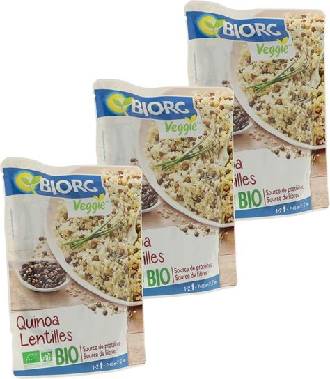 BJORG Plat Cuisiné Quinoa Lentilles Plat Préparé Bio Lot de 3