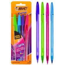 Caneta Bic Cristal Fashion 4 Cores Shopee Brasil