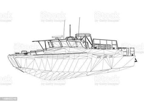 Wireframe Ikon Kapal Perang Kapal Militer Dan Kapal Angkatan Laut