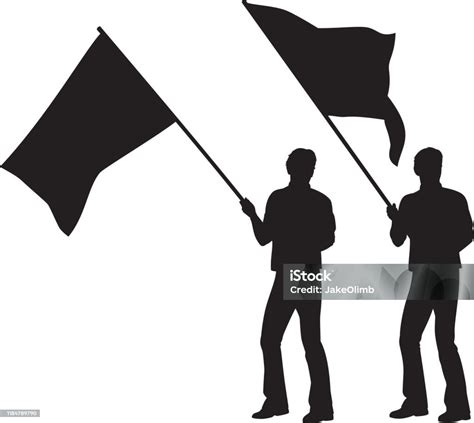 Man Holding Flag Silhouette Stock Illustration - Download Image Now ...