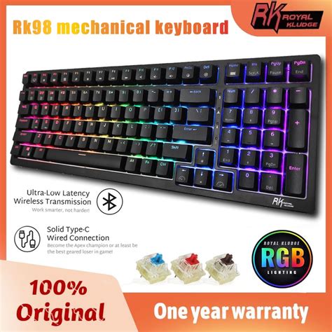 Royal Kludge RK Hot Swappable Wireless Mechanical Keyboard With Keys RGB Backlit Tri Mode
