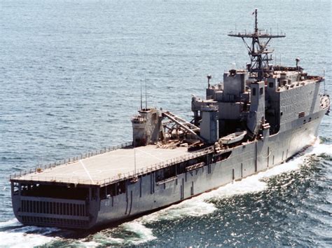 Aerial Starboard Quarter View Of The Dock Landing Ship Uss Harpers Ferry Lsd 49 Underway Off