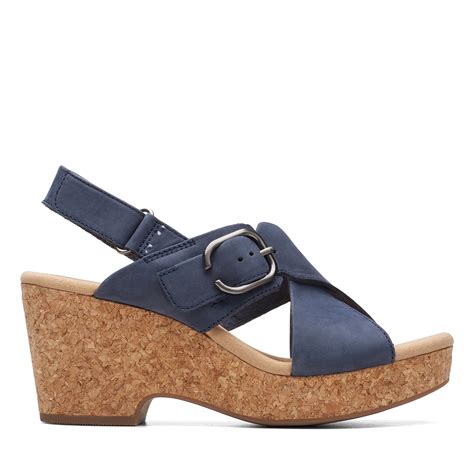 Clarks Giselle Dove Wedge Sandal In Blue Lyst