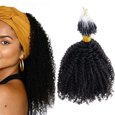 Amazon Niawigs Afro Kinky Curly Microlink Hair Extensions Human