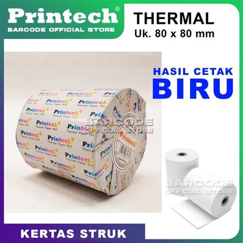 Jual Kertas Thermal Printech X Mm Struk Kasir Paper Roll Biru Di