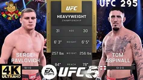 UFC 295 Tom Aspinall Vs Sergei Pavlovich Full Fight Madison Square