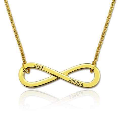 Engraved Infinity Symbol Names Necklace Gold Plated Silver ...