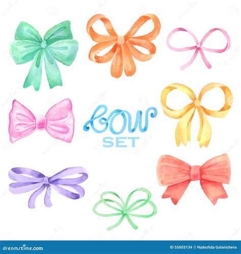 Watercolor Bow Set Stock Vector Illustration Of Greeting 55603134