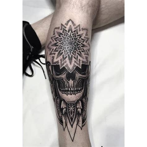 Stunning Blackwork Leg Tattoo