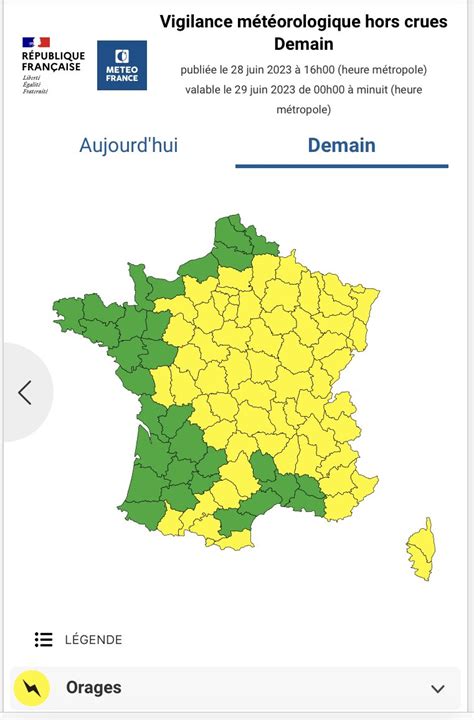 VigiMétéoFrance on Twitter 66 départements sont placés en