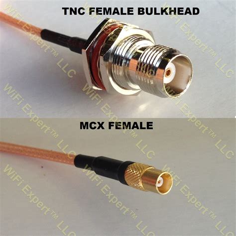 LMR100 TNC FEMALE BULKHEAD To MCX FEMALE Coaxial RF Pigtail Cable RF