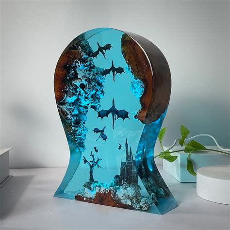 Fire Dragon And Ice Dragon Resin Night Light Headphone Stand Resin