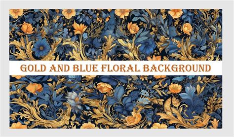 Gold and Blue Floral Background Graphic by Ansart · Creative Fabrica