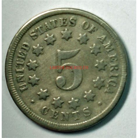 US 1868 Shield 5c Nickel 5 Cents Lartdesgents