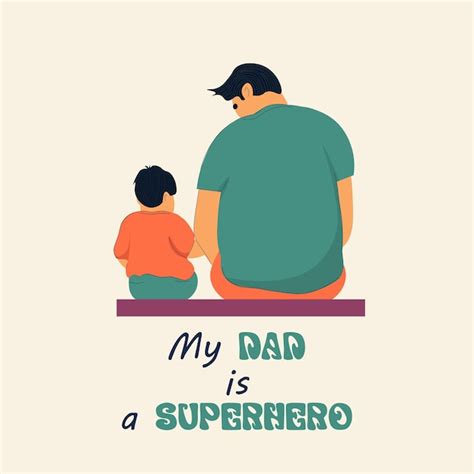 Premium Vector My Dad Is A Superhero Postcard