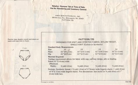 Kwik Sew S Misses Lingerie Pattern Lace PANTIES Etsy UK