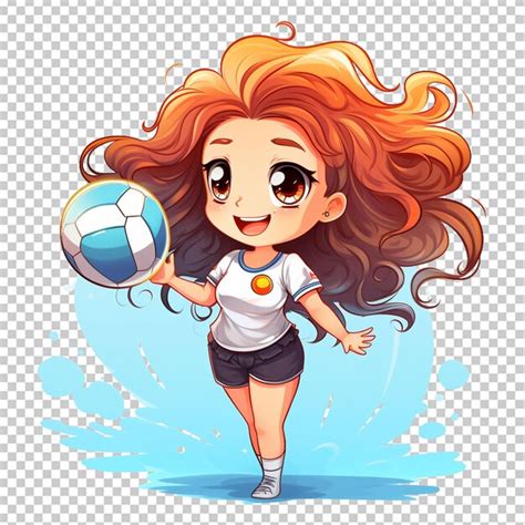 Une Jolie Jeune Fille De Dessin Animé Jouant Au Volley ball PSD Premium