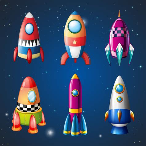 A Set Of Rockets On Sky 361196 Vector Art At Vecteezy