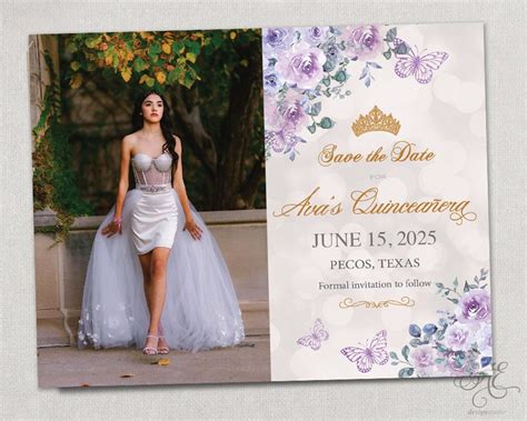 Purple Quinceanera Save The Dates Photo Magnets Cards Girls Birthday