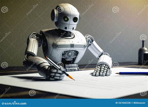 Chatgpt Robot Writing on Paper. Generative Ai Stock Illustration - Illustration of white ...