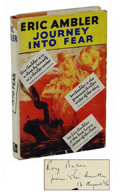 Journey Into Fear By Ambler Eric Very Good Signed By Author S