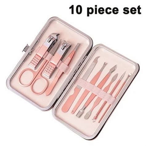 Hemico 10 Pc Manicure Set Nail Clippers Pedicure Kit Stainless Steel