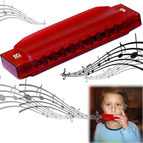 dazzling toys kids  colorful translucent harmonica   red