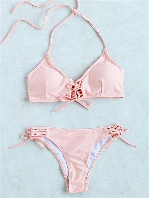 Ladder Cutout Lace Up Bikini Set SheIn Sheinside