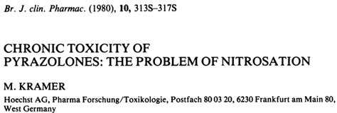 N Nitroso Impurity C In Metamizol Drug Product Limits Of Nitrosamines