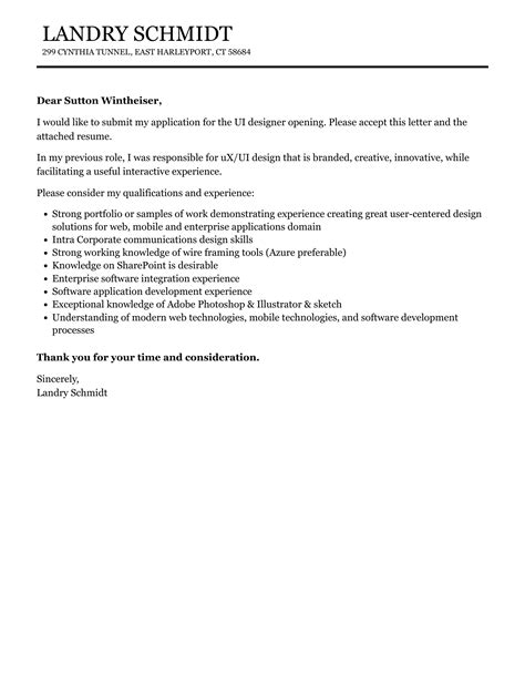 Ui Designer Cover Letter Velvet Jobs