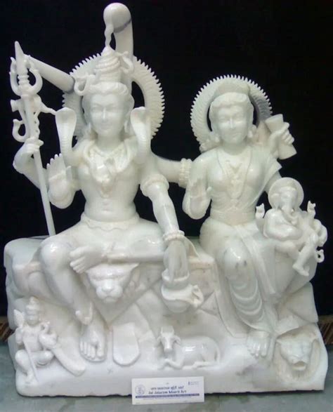 Painted Hindu White Marble Gauri Shankar Statues For Temple At Rs