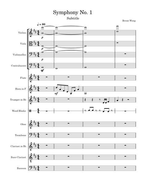 Symphony No 1 Sheet Music For Trombone Flute Oboe Bassoon And More