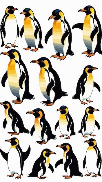 Una colección de pingüinos dibujos animados obra de arte vector