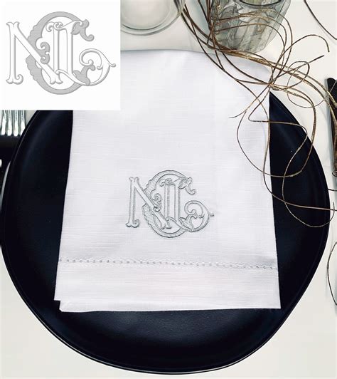 Custom Wedding Monogram Cloth Napkins Digitizing Wedding Etsy