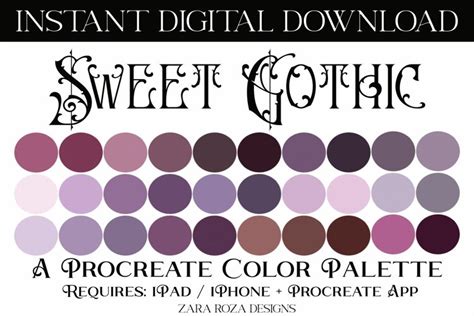 Sweet Gothic Procreate Color Palette 30 Swatches