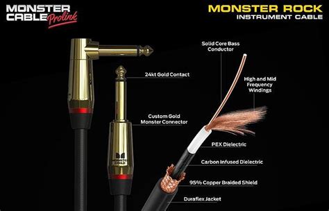 Buy Monster Prolink Rock Pro Audio Instrument Cable Angled To Straight