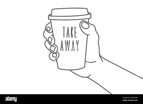 Coffee Cup Hand Away Take Vector Design Illustration Holding Isolated Flat Paper