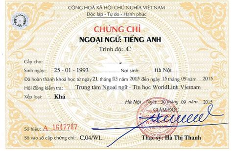 Chứng Chỉ Ngoại Ngữ Trình độ C Tiếng Anh Là Gì