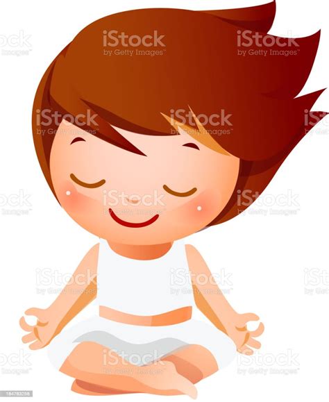 Girl Meditating Stock Illustration Download Image Now Cheerful