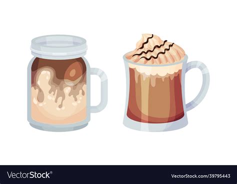 Cups Of Coffee Drinks Set Aroma Hot Beverage Vector Image