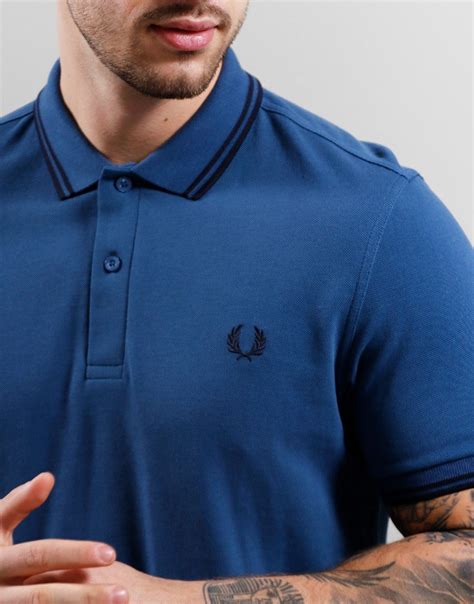 Fred Perry Twin Tipped Polo Shirt Midnight Bluenavy Terraces Menswear