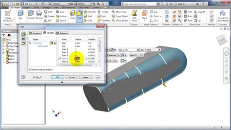 Autodesk Inventor Beg Tutorial Variable Fillet Youtube