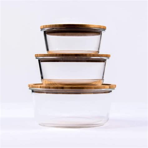 Prep And Savour Cataleena Glass Food Storage Set Of 3 Containers And 3