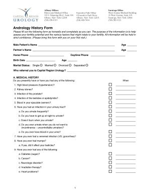 Fillable Online Capital Region Urology Andrology History Bformb Fax