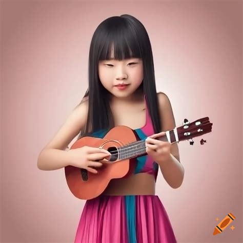 Adorable Chinese Girl Playing Ukulele On Craiyon