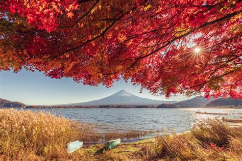 Lake Kawaguchi in Autumn, Japan Stock Photo - Image of district ...