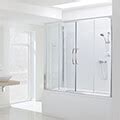 Lakes Classic Over Bath Silver Semi Frame Less Double Slider Door